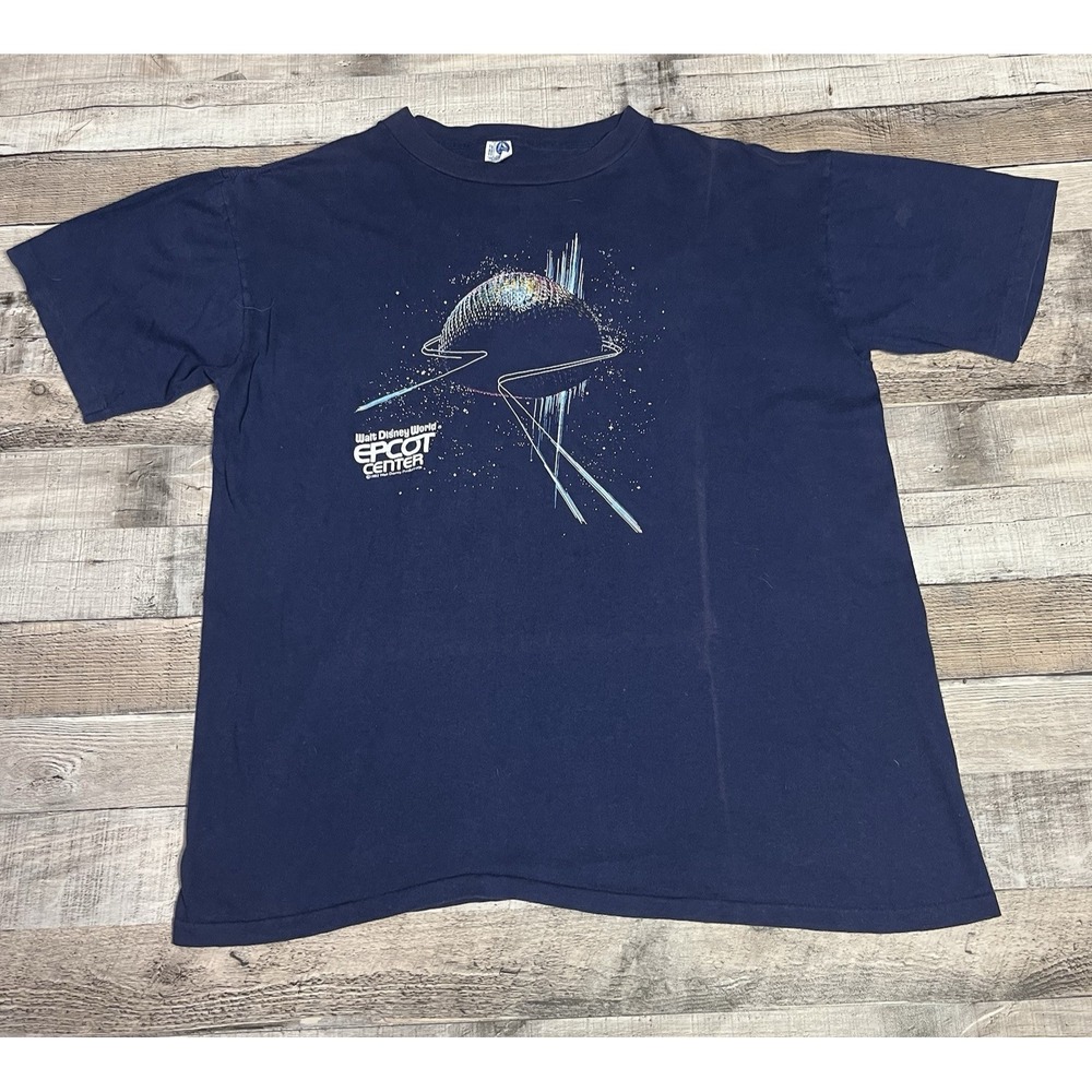 Epcot Shirt Size XL Blue Vintage 80s 1982 Disneyland Disney World